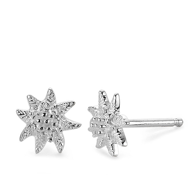 Stud earrings Silver Edelweiss Ø8 mm