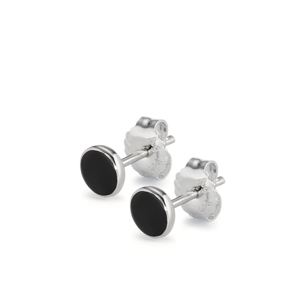 Pendientes Plata Ónix 2 piedras Ø6 mm