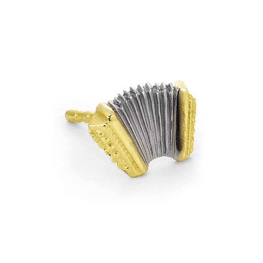 Orecchini a bottone 1 pz Oro giallo 750/18 carati Fisarmonica Svizzera