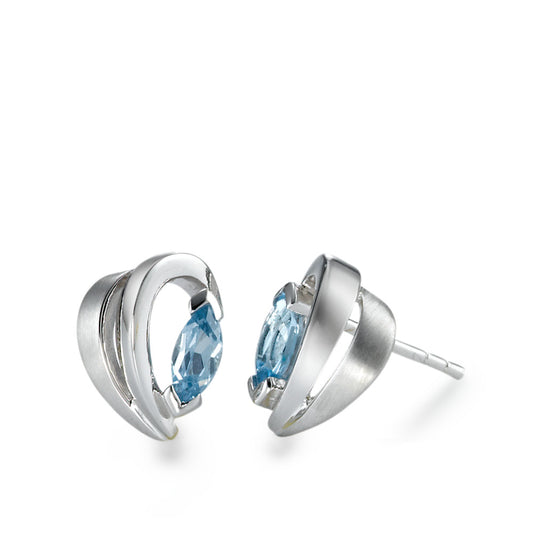 Ohrstecker Silber Kristall blau, 2 Steine rhodiniert