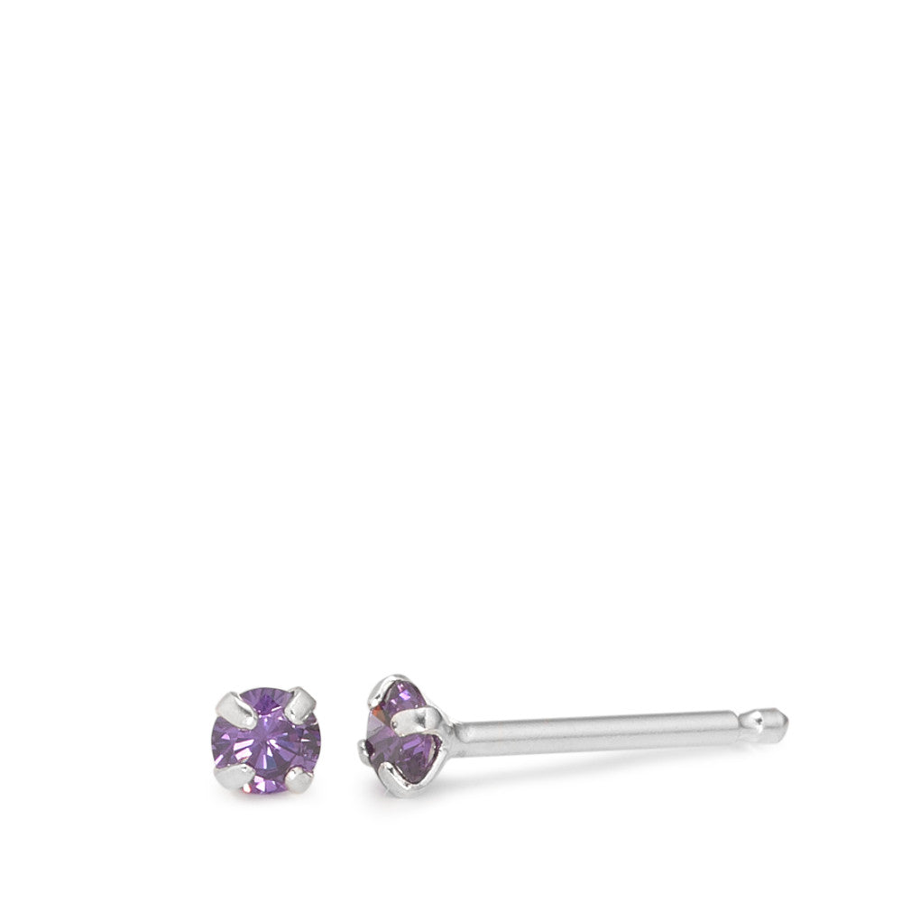 Clous d'oreilles Argent Zircone Rhodié Ø3 mm