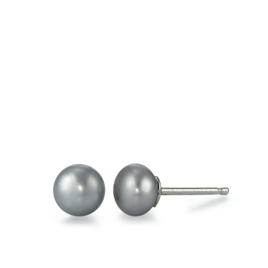 Stud earrings Silver Rhodium plated Freshwater pearl