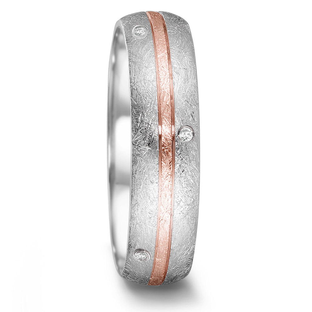 Partnerring Edelstahl, 750/18 K Rosegold Diamant 0.064 ct, 8 Steine, tw-si