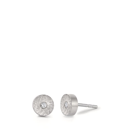 Stud earrings Stainless steel Diamond 0.024 ct, 2 Stones, tw-si Ø5 mm