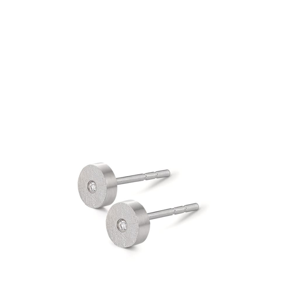 Orecchini a bottone Acciaio inossidabile Diamante 0.024 ct, 2 pietra, tw-si Ø5 mm