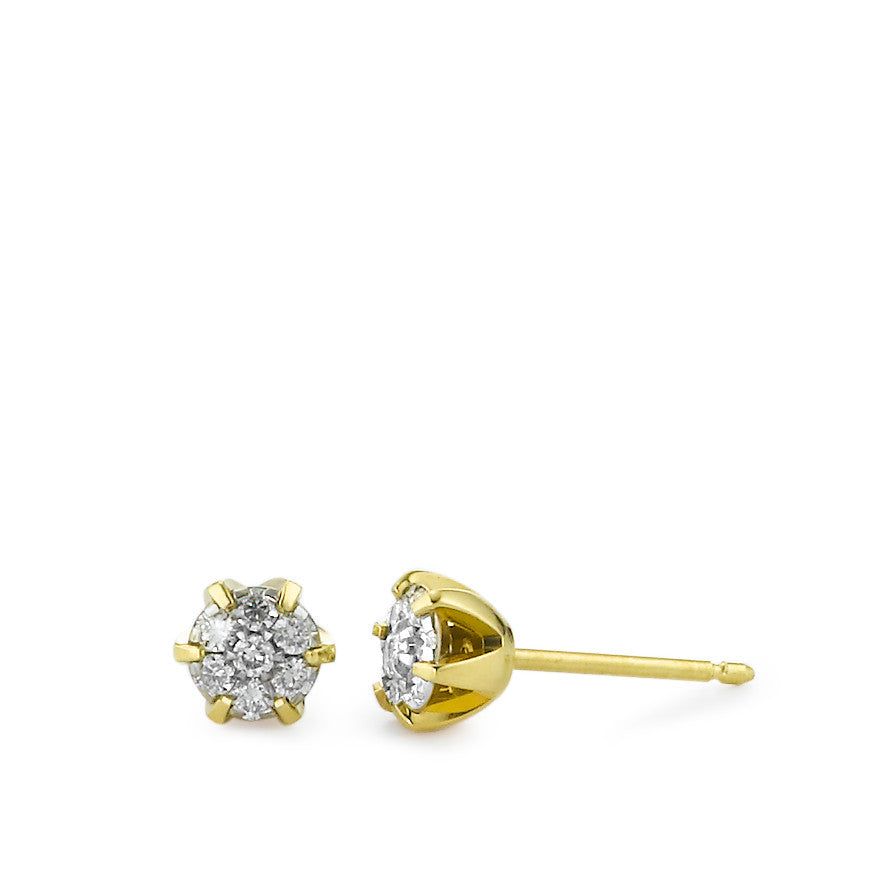 Pendientes 750/oro amarillo de 18 quilates Diamante 0.12 ct, 14 piedras, w-si