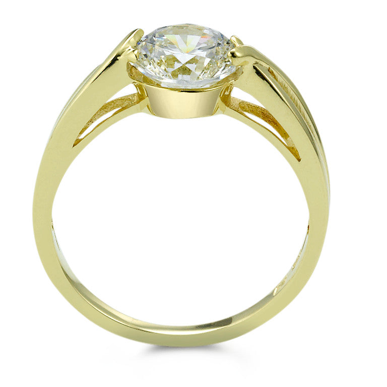 Solitär Ring 375/9 K Gelbgold Zirkonia