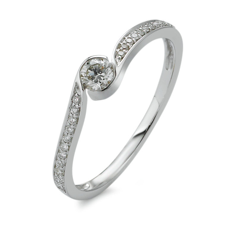 Fingerring 750/18 K Weissgold Diamant 0.25 ct, w-si