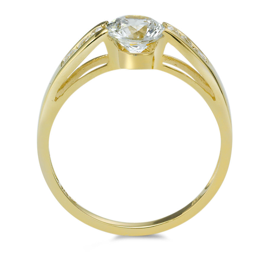 Solitär Ring 375/9 K Gelbgold Zirkonia 7 Steine