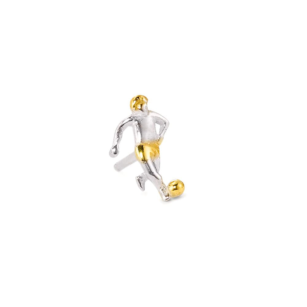 Single stud earring Silver Bicolor Bicolor Football