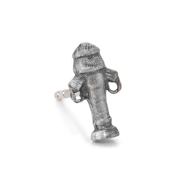 Single stud earring Silver Patinated Fire Hydrant