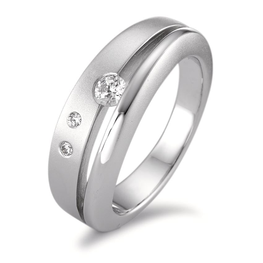 Fingerring Silber Zirkonia 3 Steine rhodiniert