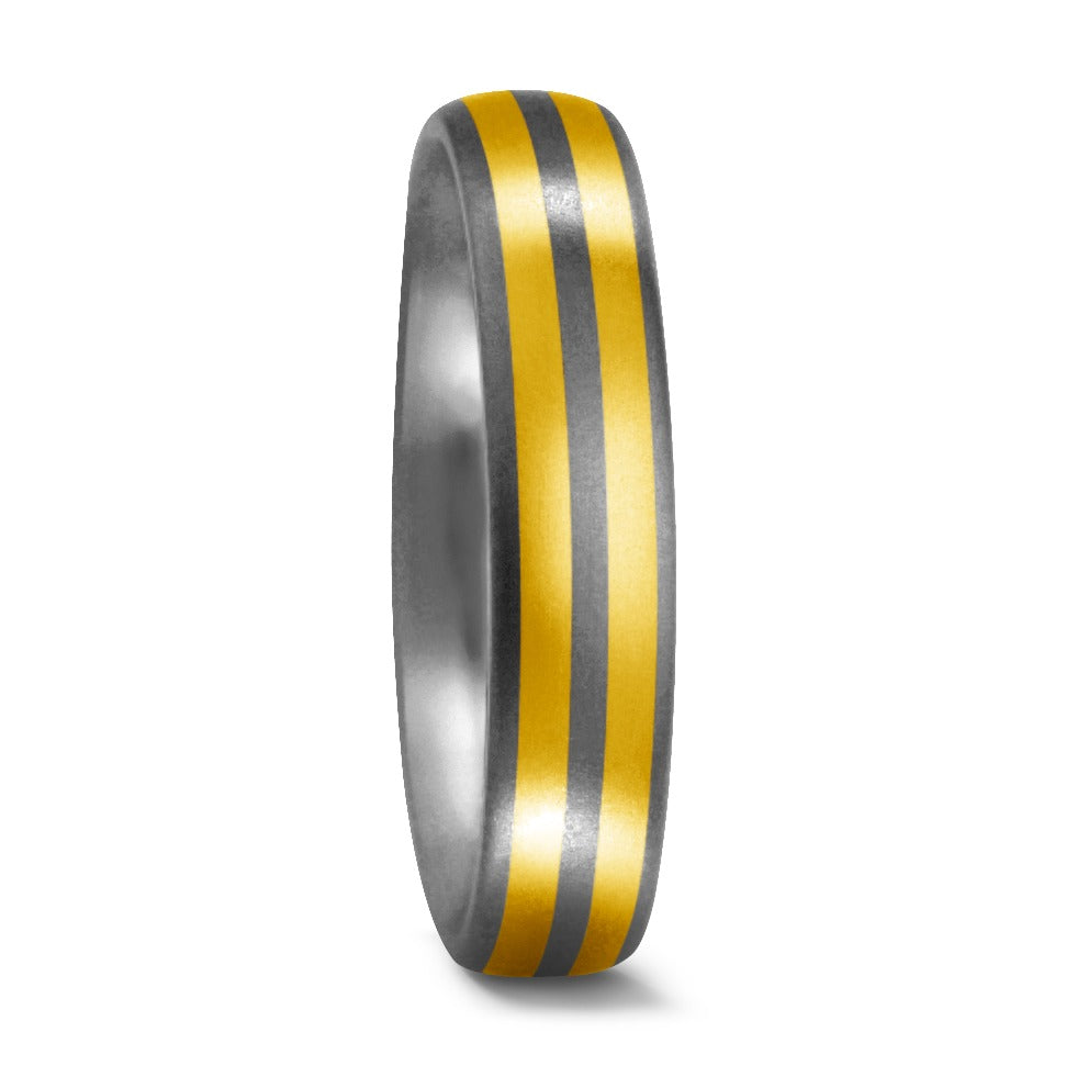 Wedding Ring Titanium, 18k Yellow Gold