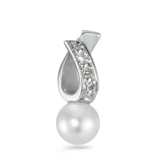 Pendentif Or blanc 18K Diamant 0.015 ct, w-si perle d'eau douce