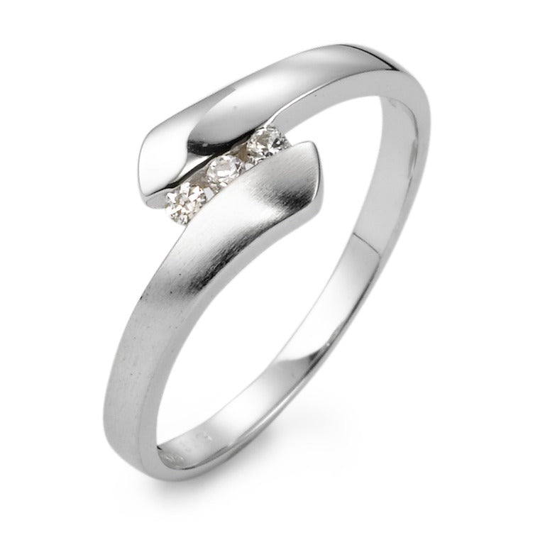 Fingerring Silber Zirkonia 3 Steine rhodiniert