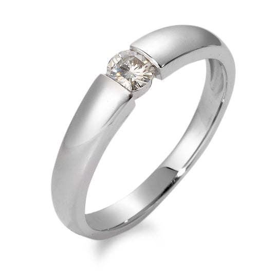 Bague solitaire Or blanc 18K Moissanite rond, 4 mm