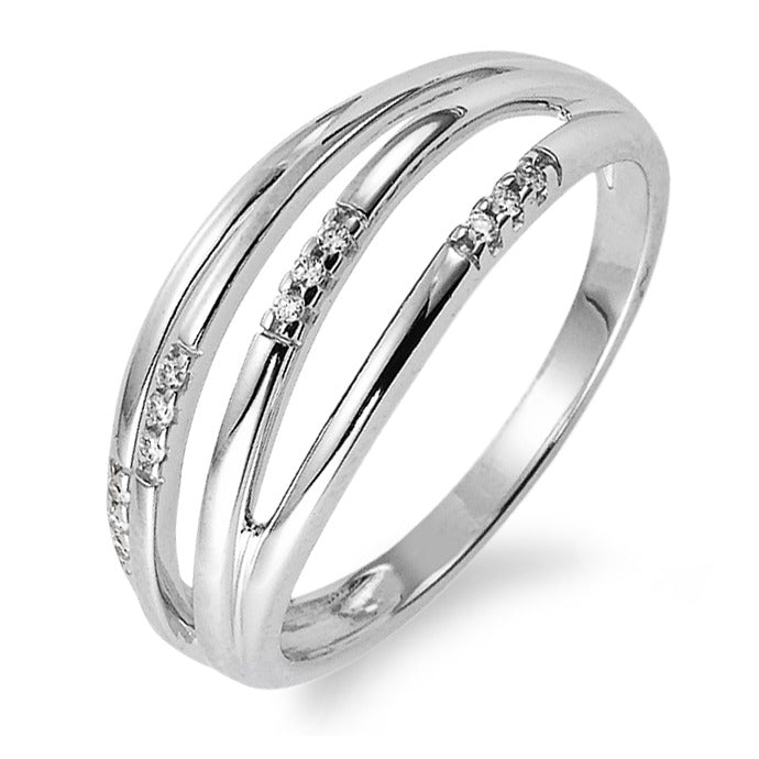 Fingerring 750/18 K Weissgold Diamant 0.06 ct, 12 Steine, w-si