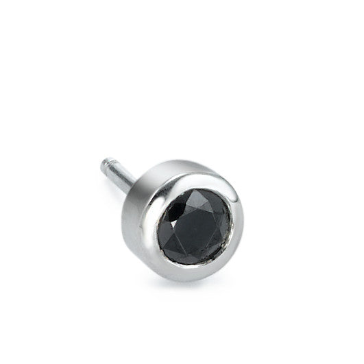 Ohrstecker 1 Stk Silber Zirkonia schwarz rhodiniert Ø7 mm