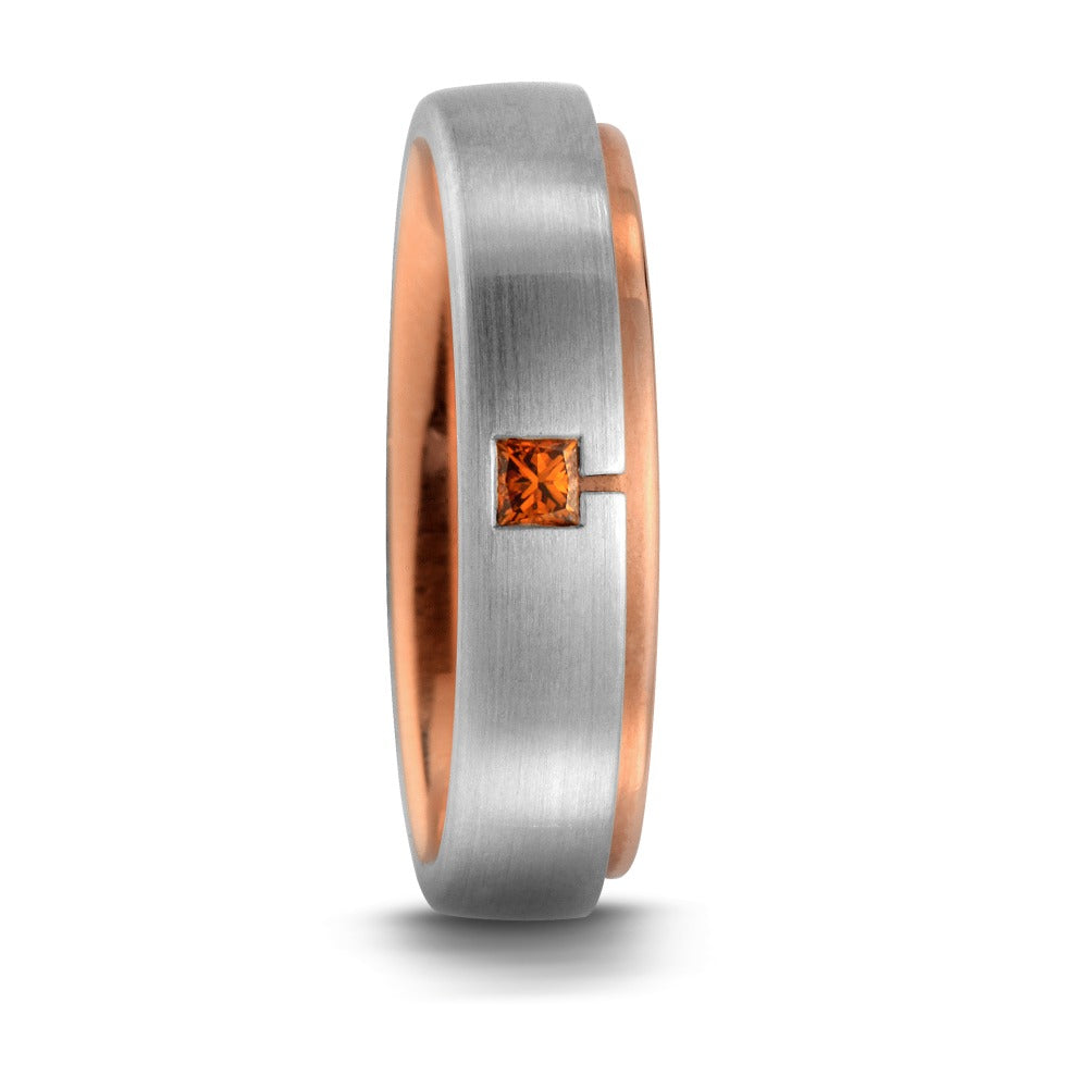 Anillo de dedo 950 platino Diamante naranja, 0.05 ct, [Carrée], w-si