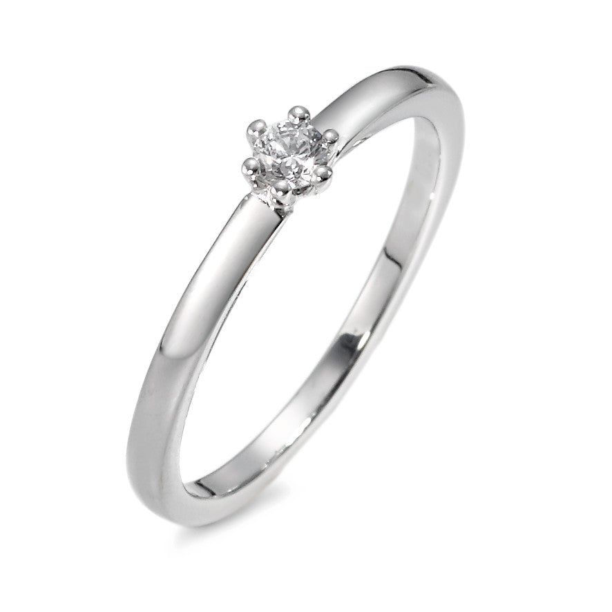 Anillo solitario 750/oro blanco de 18 quilates Diamante 0.10 ct, w-si