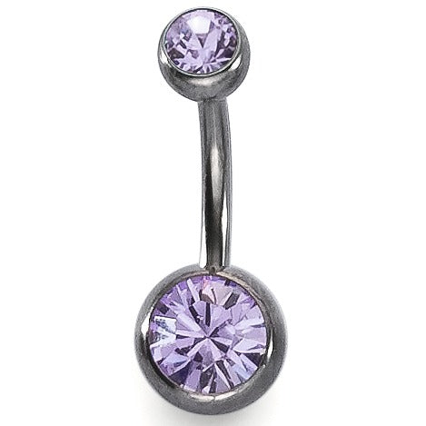 Navel piercing Titanium Crystal Lavender, 2 Stones