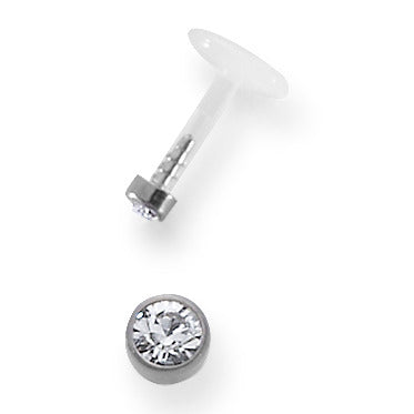 Piercing Bioplastica, Titanio Cristallo bianco Ø2 mm