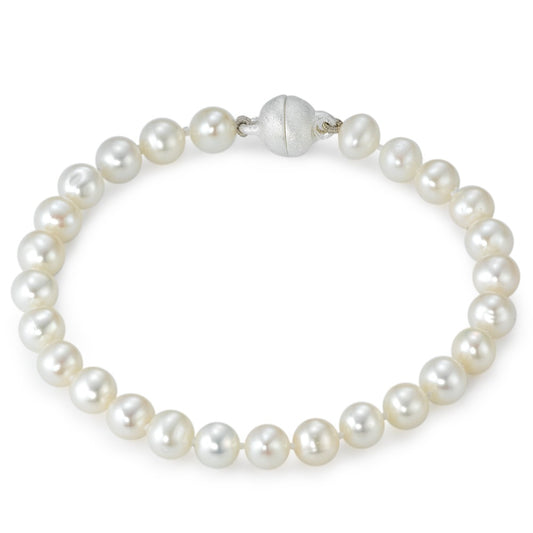 Bracelet Argent Rhodié perle d'eau douce 18 cm