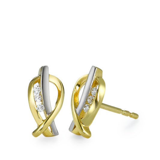 Pendientes 750/oro amarillo de 18 quilates, 750/oro blanco de 18 quilates Circonita 6 piedras