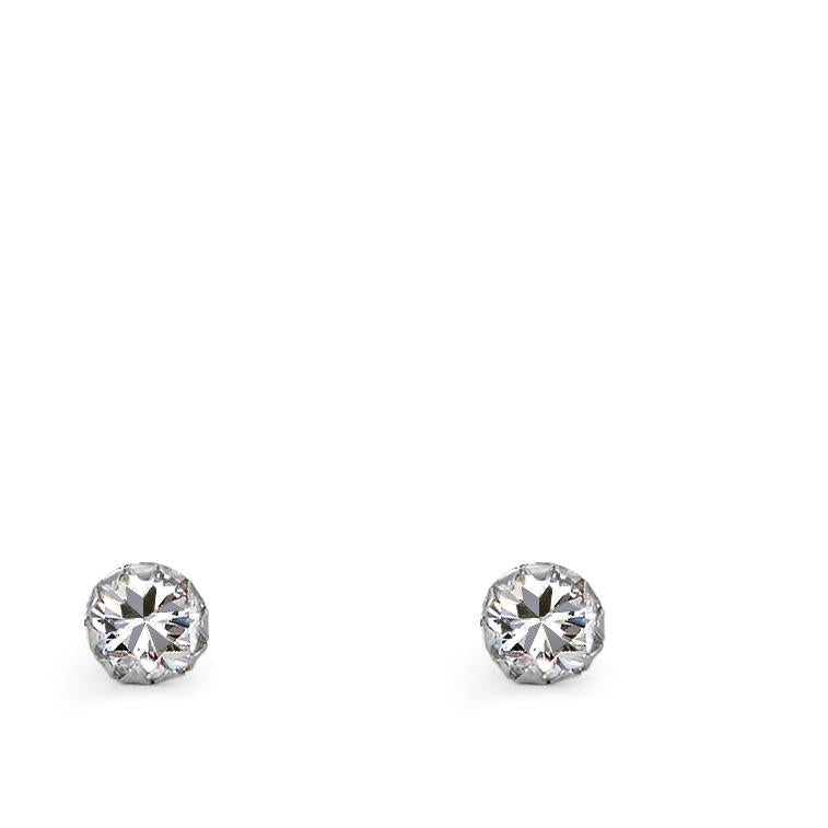 Stud earrings Silver Zirconia 2 Stones Rhodium plated Ø2.5 mm