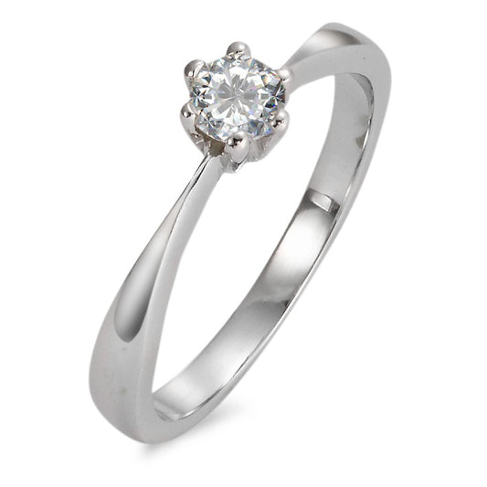 Bague solitaire Or blanc 18K Moissanite rond, 4 mm