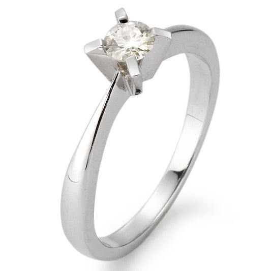 Bague solitaire Or blanc 18K Moissanite rond, 5 mm