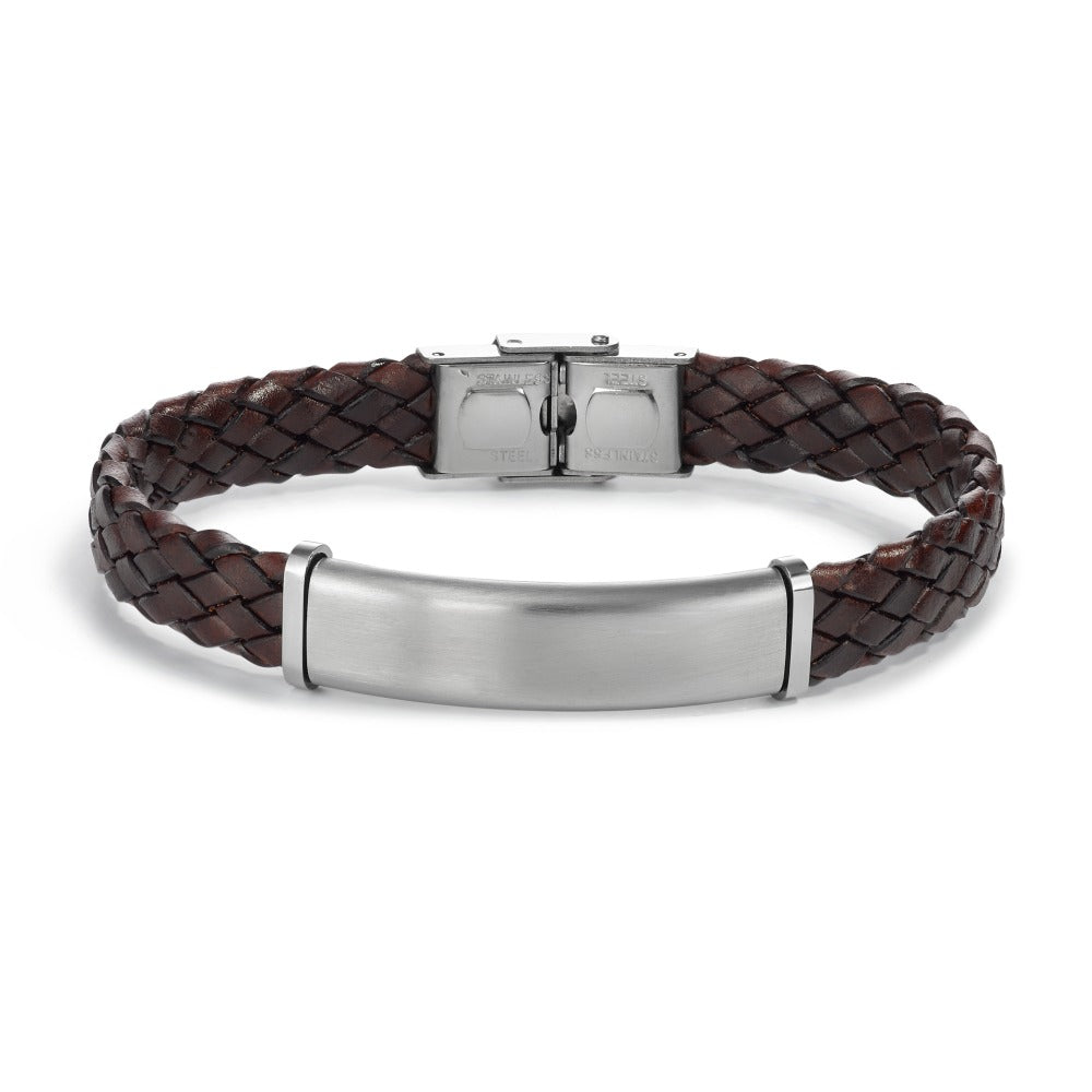 Bracciale con incisione Acciaio inossidabile, Pelle 21 cm