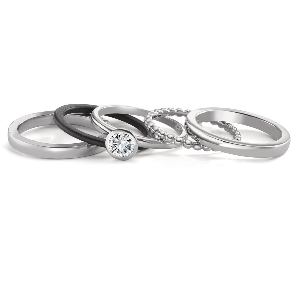 Stacking ring Silver Zirconia Rhodium plated Ø6 mm