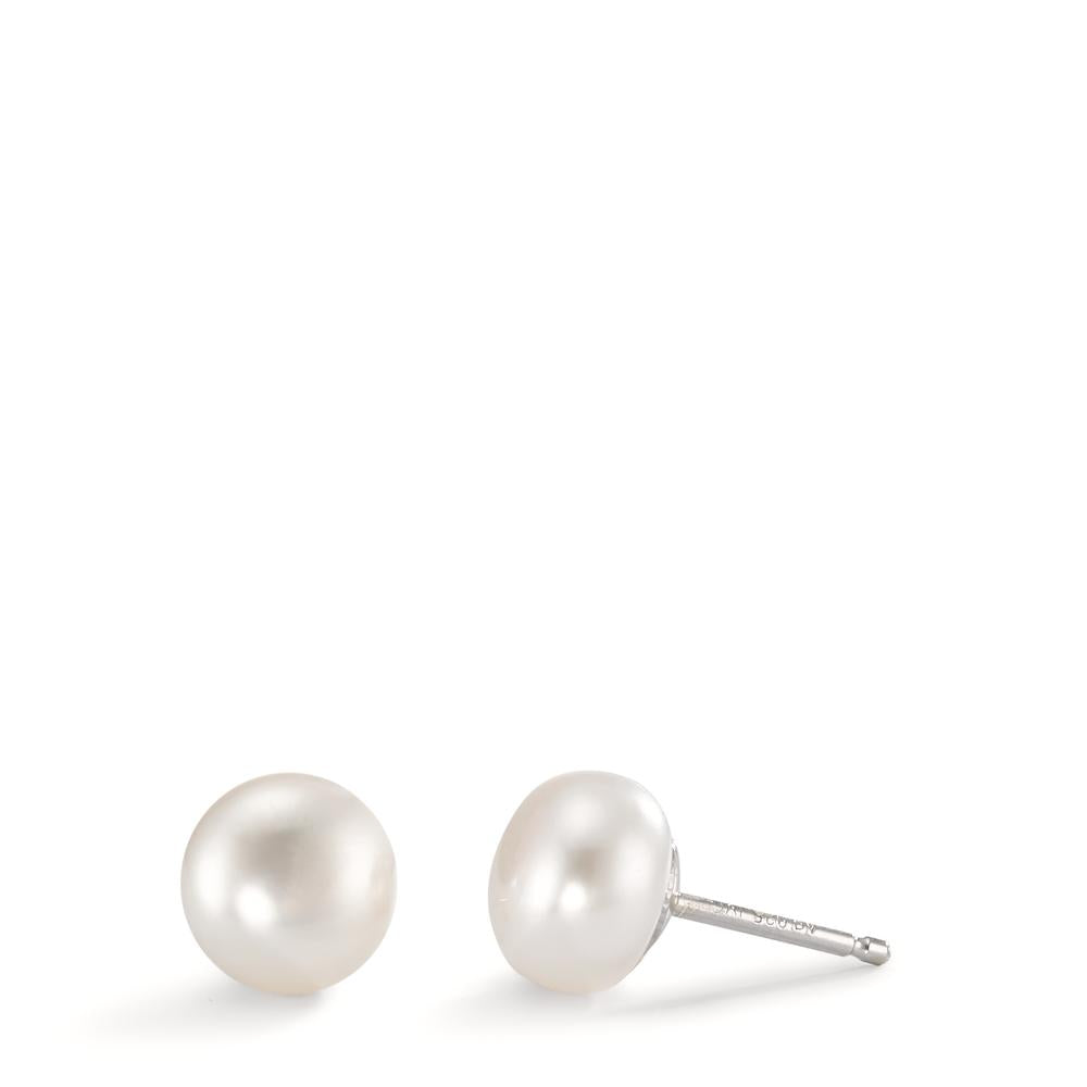 Stud earrings Silver Rhodium plated Freshwater pearl