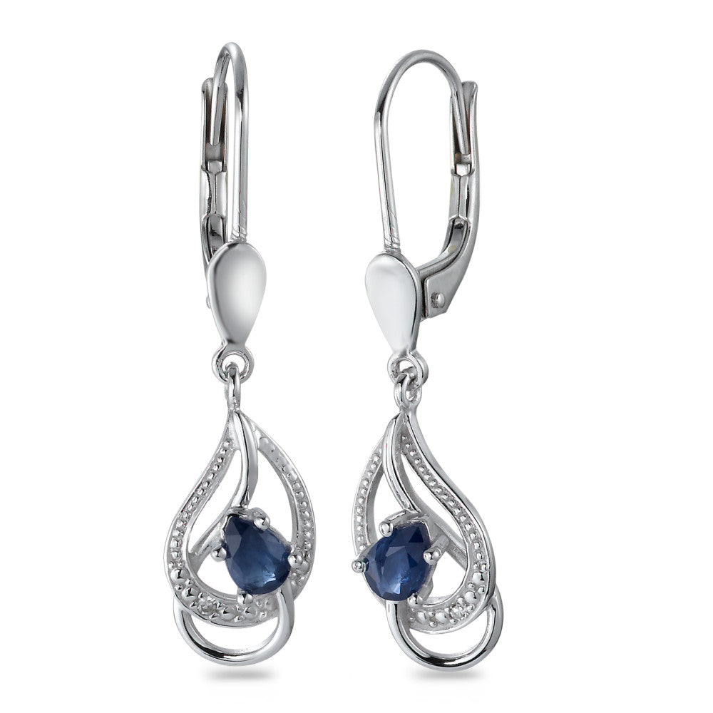 Pendant d'oreilles Or blanc 18K Diamant bleu, 0.01 ct, 2 Pierres, facetté, p1