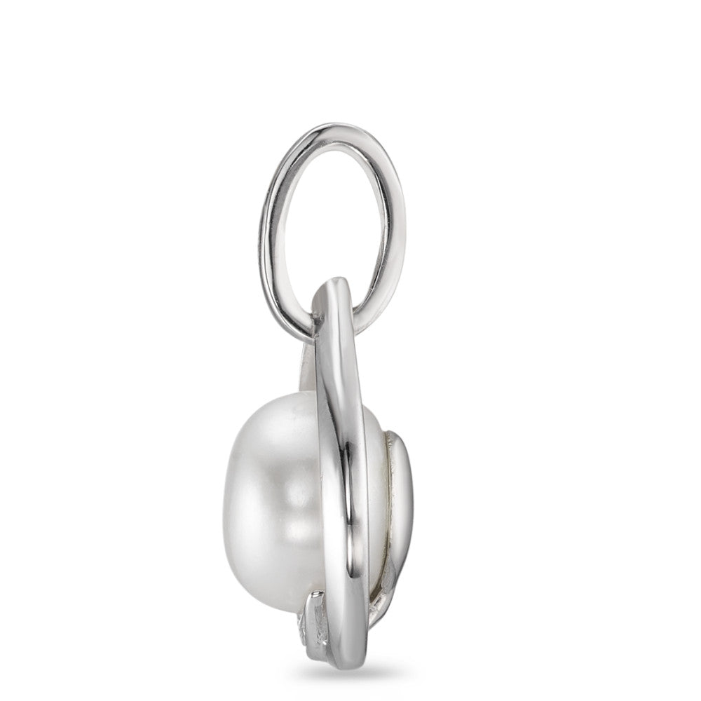 Pendant 18k White Gold Diamond White, 0.03 ct, 6 Stones, brilliant, w-si Freshwater pearl