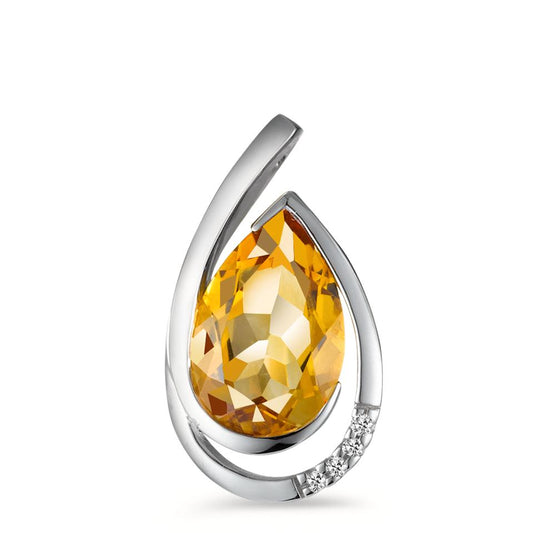 Anhänger 750/18 K Weissgold Citrin cognac, 0.02 ct, 4 Steine, Brillantschliff, w-si