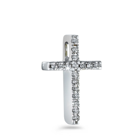 Anhänger 750/18 K Weissgold Diamant weiss, 0.15 ct, 17 Steine, Brillantschliff, w-si Kreuz