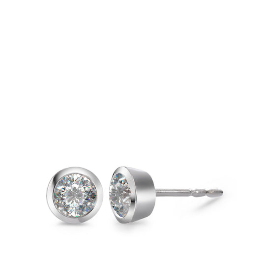 Ohrstecker 750/18 K Weissgold Diamant weiss, 0.05 ct, 2 Steine, Brillantschliff, w-si Ø3.5 mm