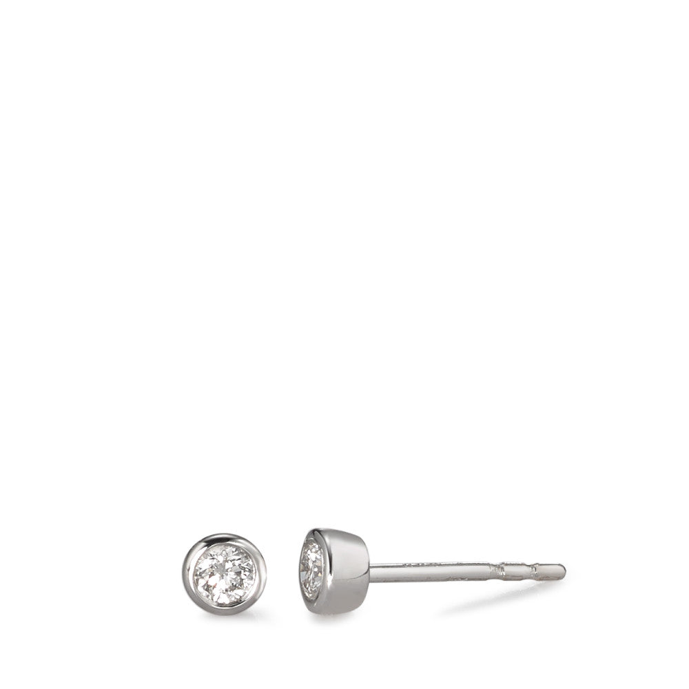 Ohrstecker 750/18 K Weissgold Diamant weiss, 0.15 ct, 2 Steine, Brillantschliff, w-si Ø4 mm