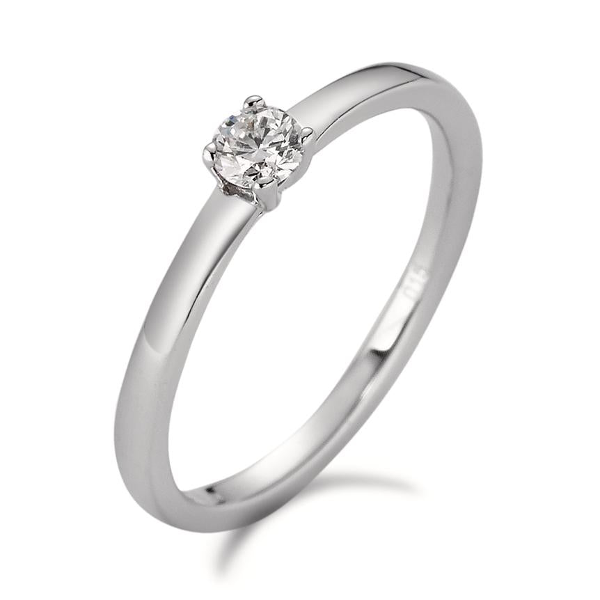 Solitär Ring 750/18 K Weissgold Diamant weiss, 0.15 ct, Brillantschliff, w-si