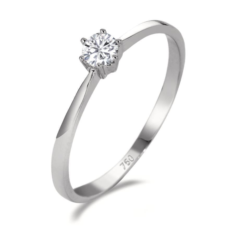 Solitär Ring 750/18 K Weissgold Diamant weiss, 0.15 ct, si