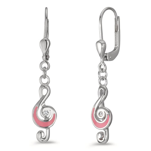 Orecchini Argento, E-mail Zirconia bianco, 2 pietra rodiato Clef