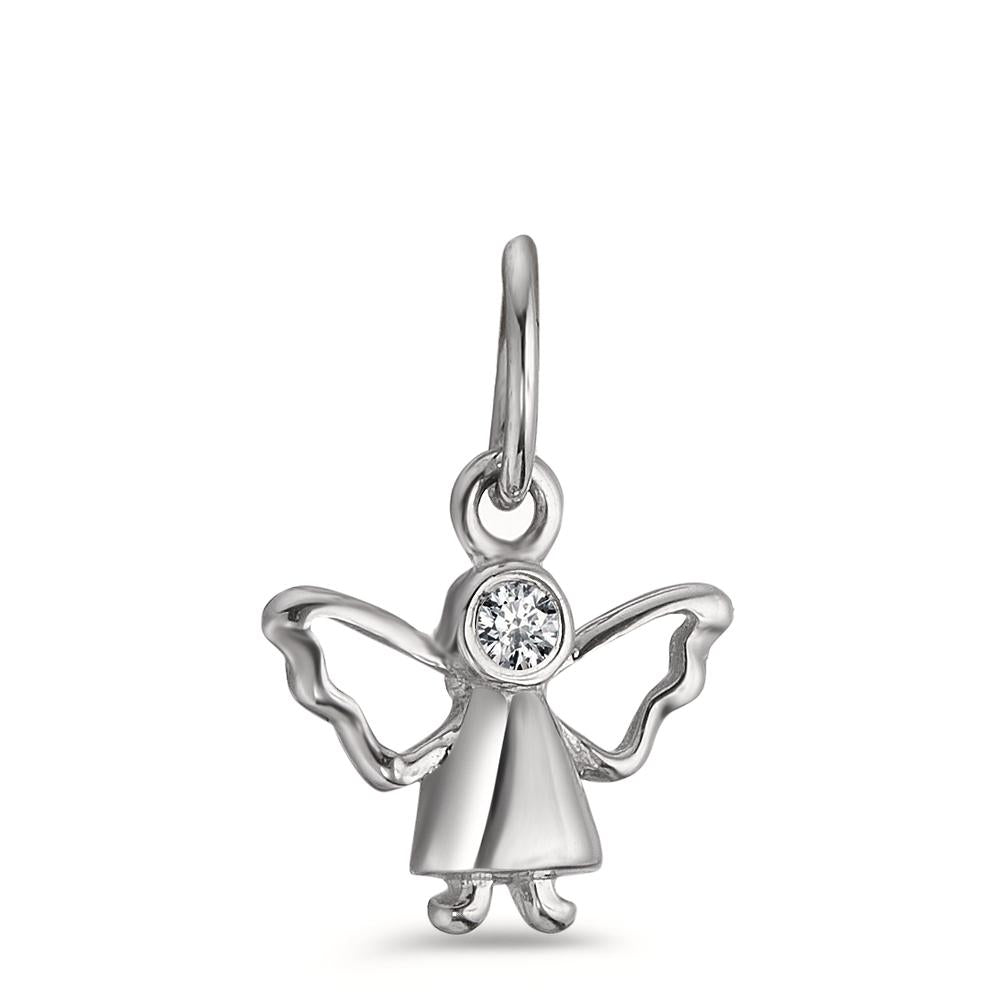 Pendant Silver Zirconia White Rhodium plated Angel