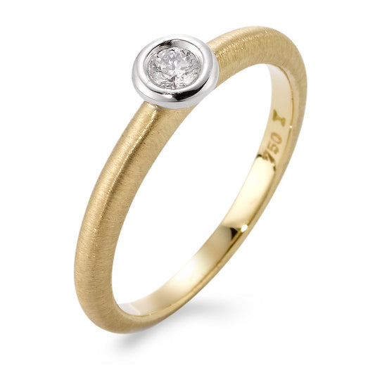 Solitär Ring 750/18 K Gelbgold, 750/18 K Weissgold Diamant 0.08 ct, w-si