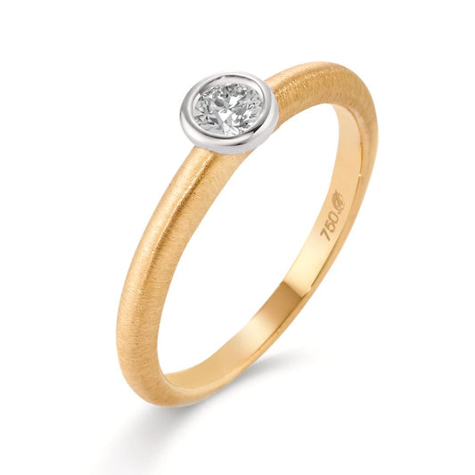 Solitaire ring 18k Yellow Gold, 18k White Gold Diamond 0.10 ct, w-si