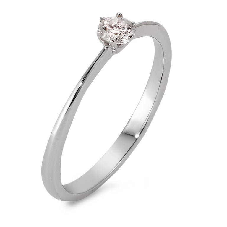 Solitär Ring 750/18 K Weissgold Diamant 0.15 ct, w-si