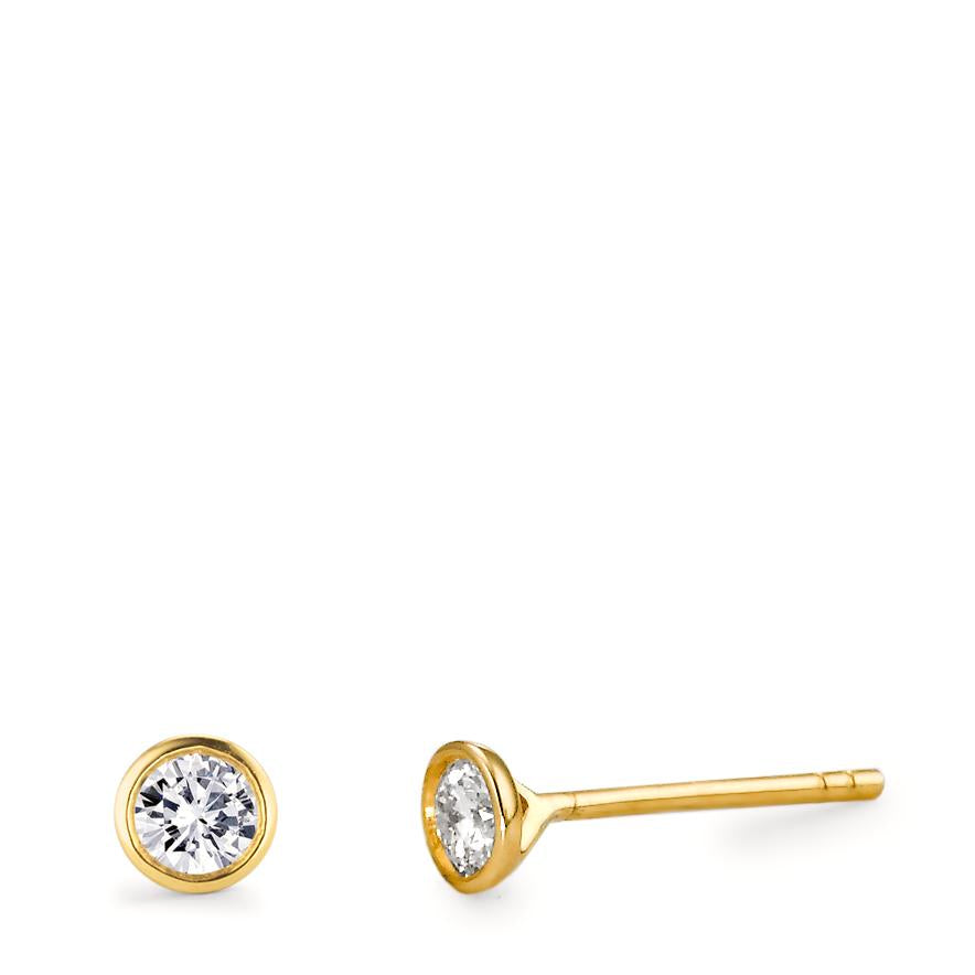 Clous d'oreilles Or jaune 18K Diamant 0.20 ct, 2 Pierres, w-si Ø4 mm