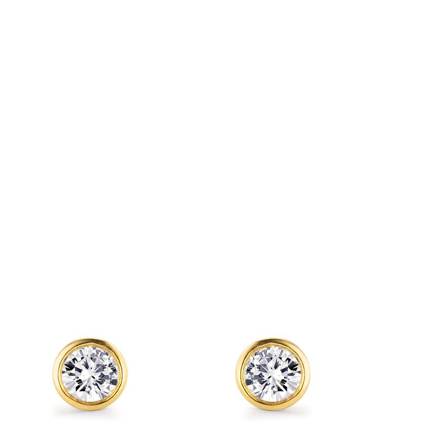 Clous d'oreilles Or jaune 18K Diamant 0.20 ct, 2 Pierres, w-si Ø4 mm