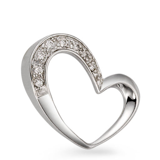 Pendentif Or blanc 18K Diamant 0.05 ct, 8 Pierres, w-si Coeur